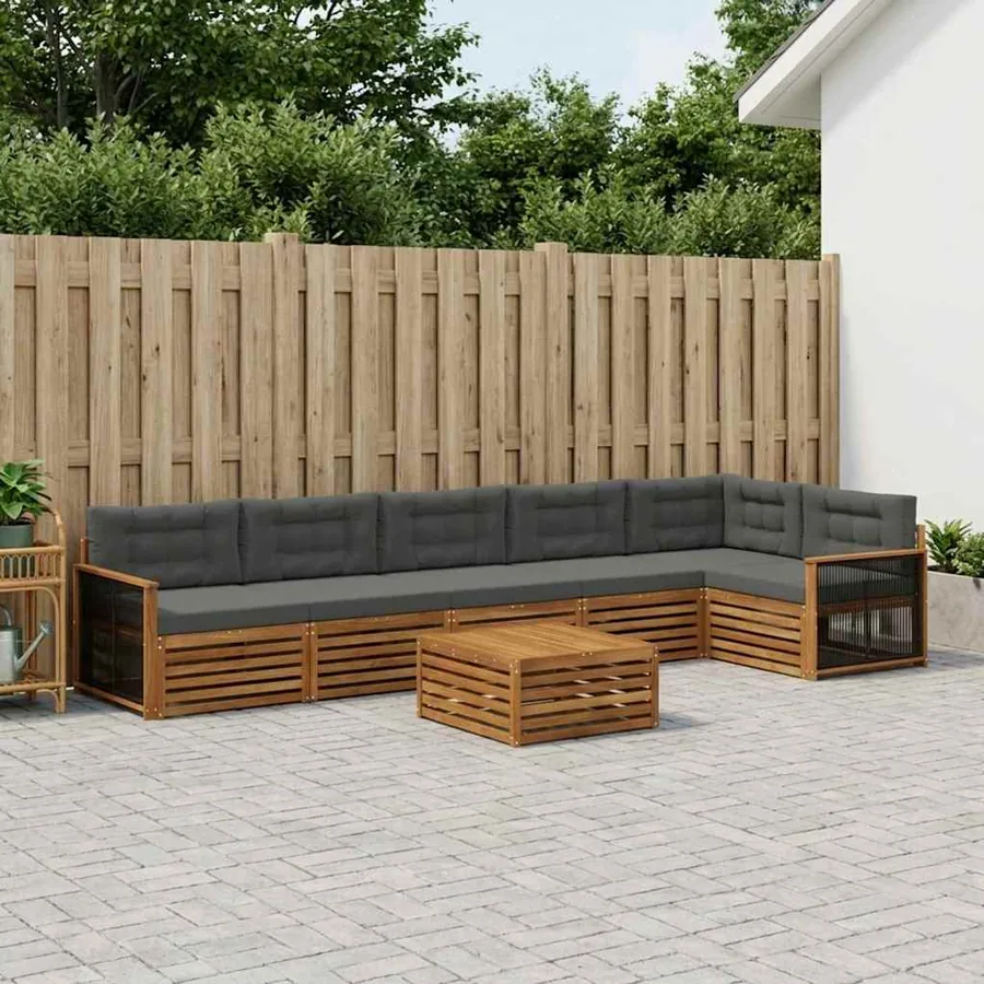 Ensemble de canapés d'extérieur 7 pcs Naturel et Anthracite