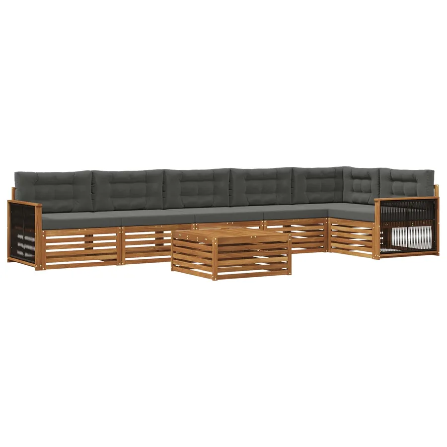 Ensemble de canapés d'extérieur 7 pcs Naturel et Anthracite - 2