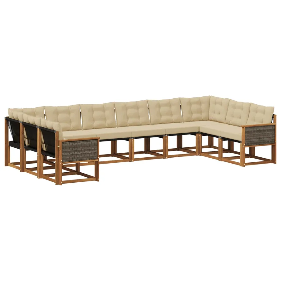 Ensemble de canapés d'extérieur 10 pcs Naturel et Beige - 2