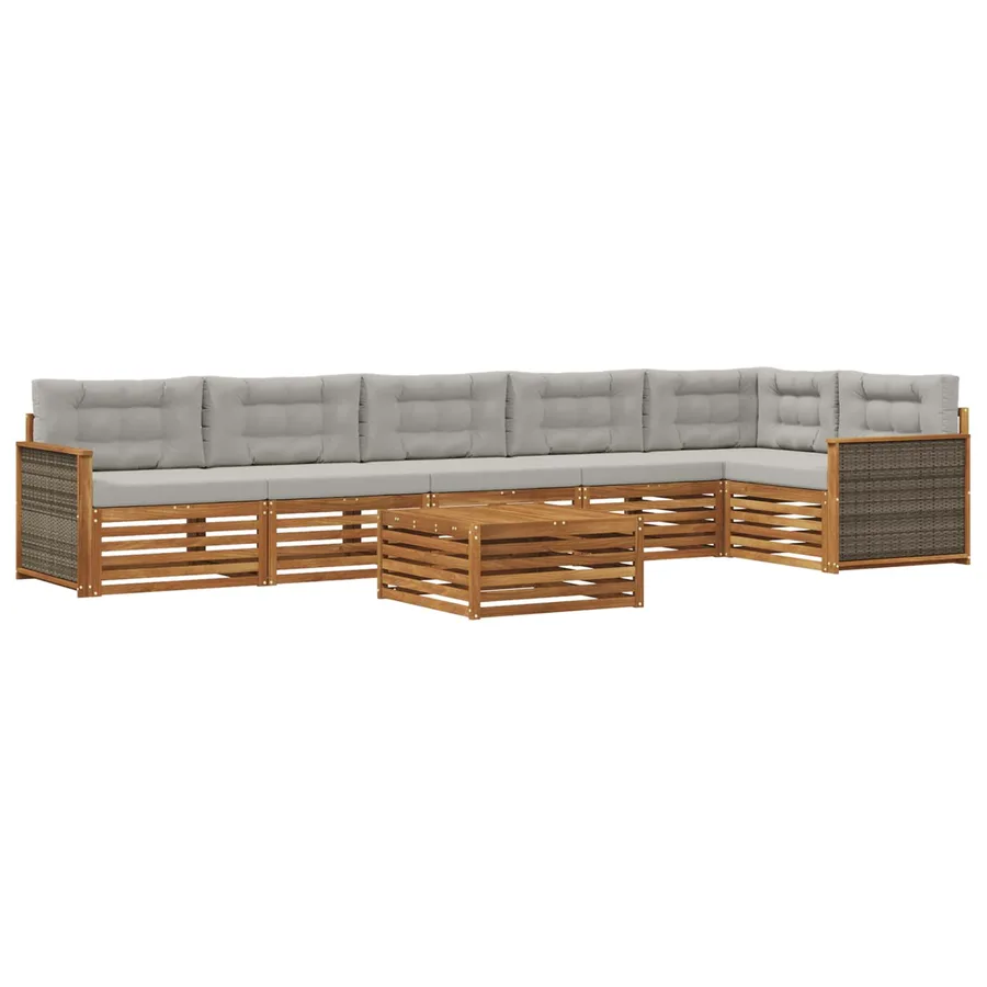Ensemble de canapés d'extérieur 7 pcs Naturel et gris clair - 2