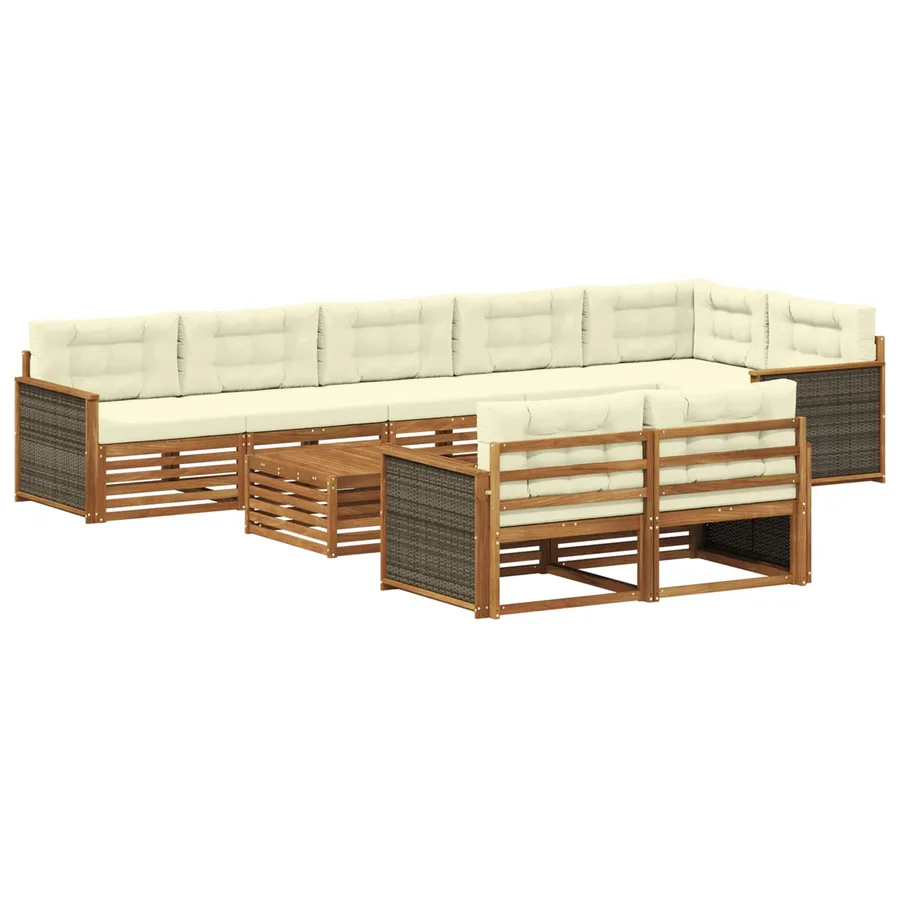 Ensemble de canapés d'extérieur avec coussin 9 pcs - 2