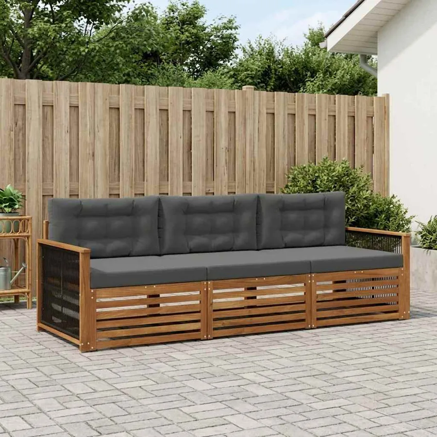 Ensemble de canapés d'extérieur 3 pcs Naturel et Anthracite