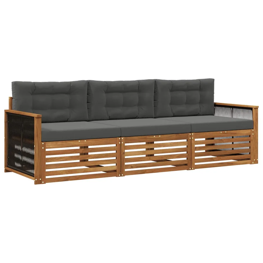Ensemble de canapés d'extérieur 3 pcs Naturel et Anthracite - 2