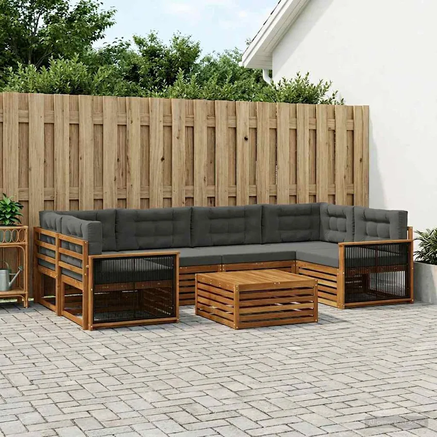 Ensemble de canapés d'extérieur 7 pcs Naturel et Anthracite
