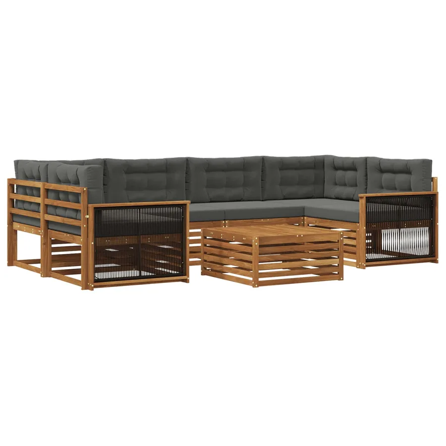 Ensemble de canapés d'extérieur 7 pcs Naturel et Anthracite - 2