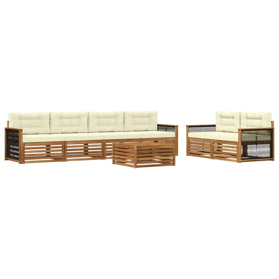 Ensemble de canapés d'extérieur 7 pcs Naturel et Crème - 2