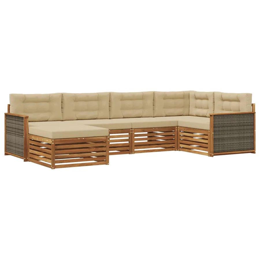 Ensemble de canapés d'extérieur 6 pcs Naturel et Beige - 2