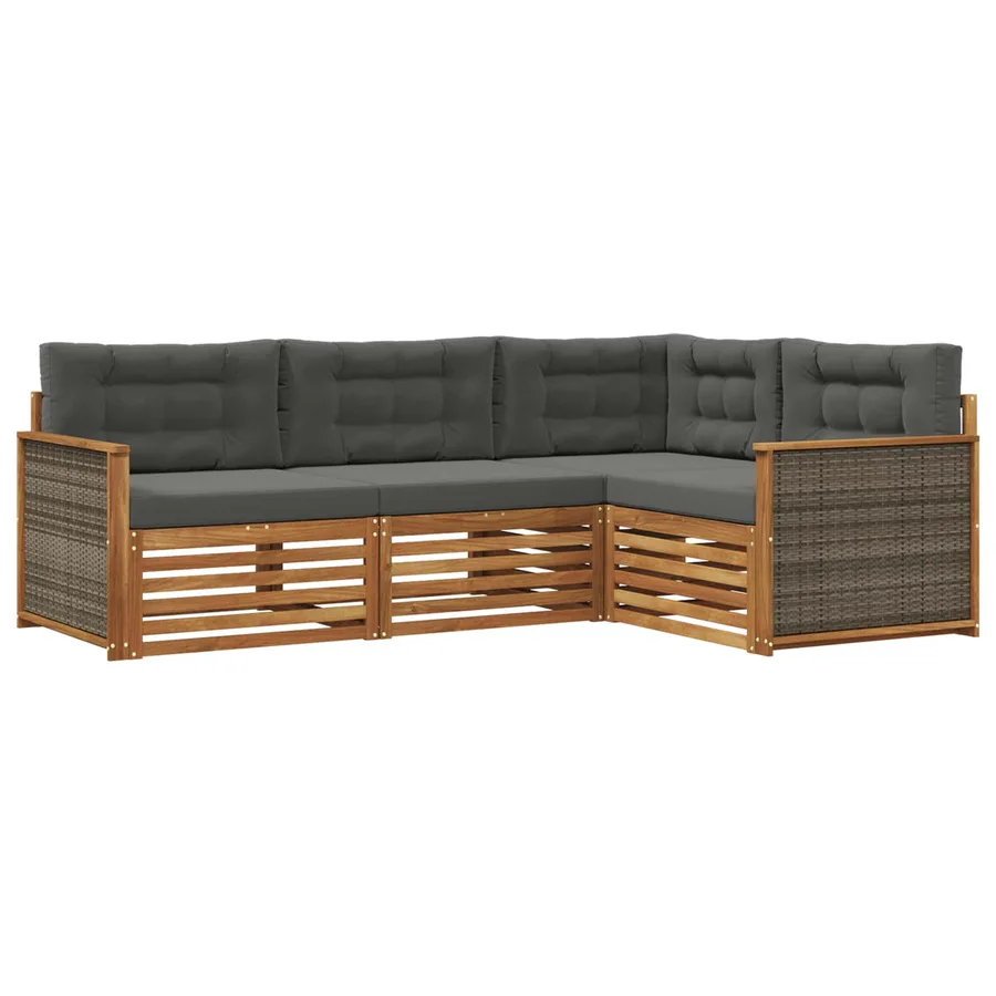 Ensemble de canapés d'extérieur 4 pcs Naturel et Anthracite - 2