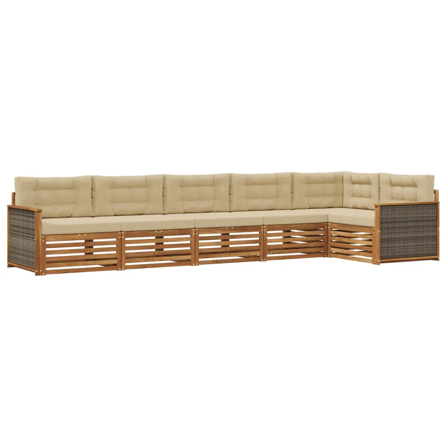 Ensemble de canapés d'extérieur 6 pcs Naturel et Beige - 2