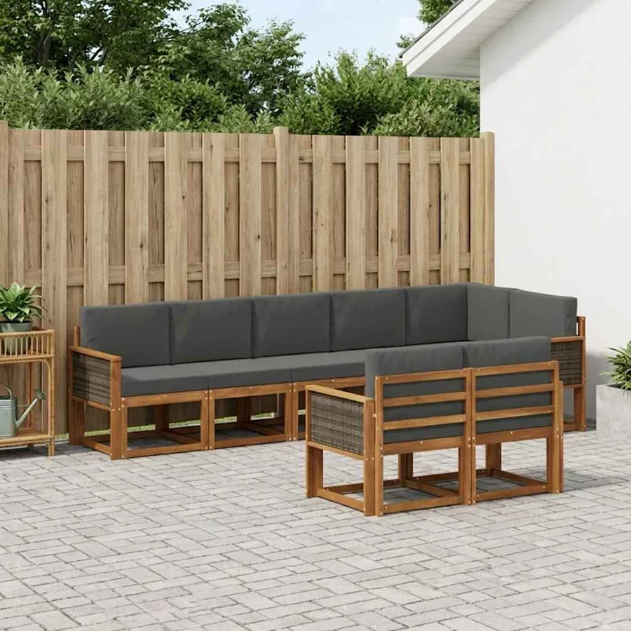 Ensemble de canapés d'extérieur 8 pcs Naturel et Anthracite