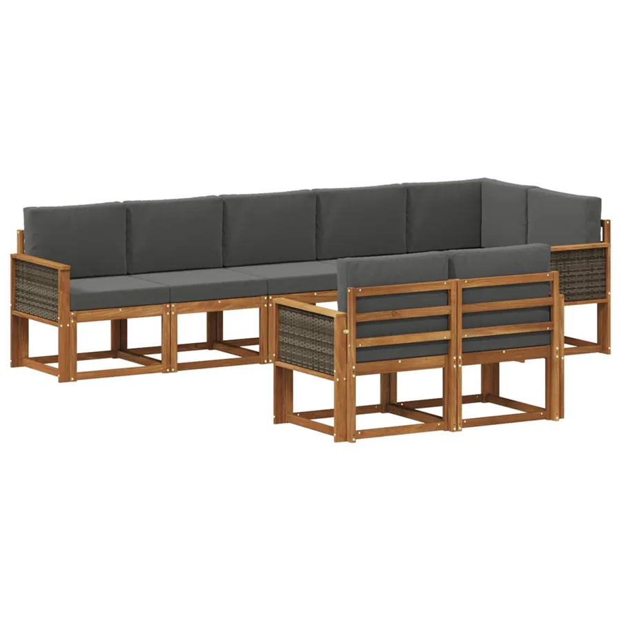 Ensemble de canapés d'extérieur 8 pcs Naturel et Anthracite - 2