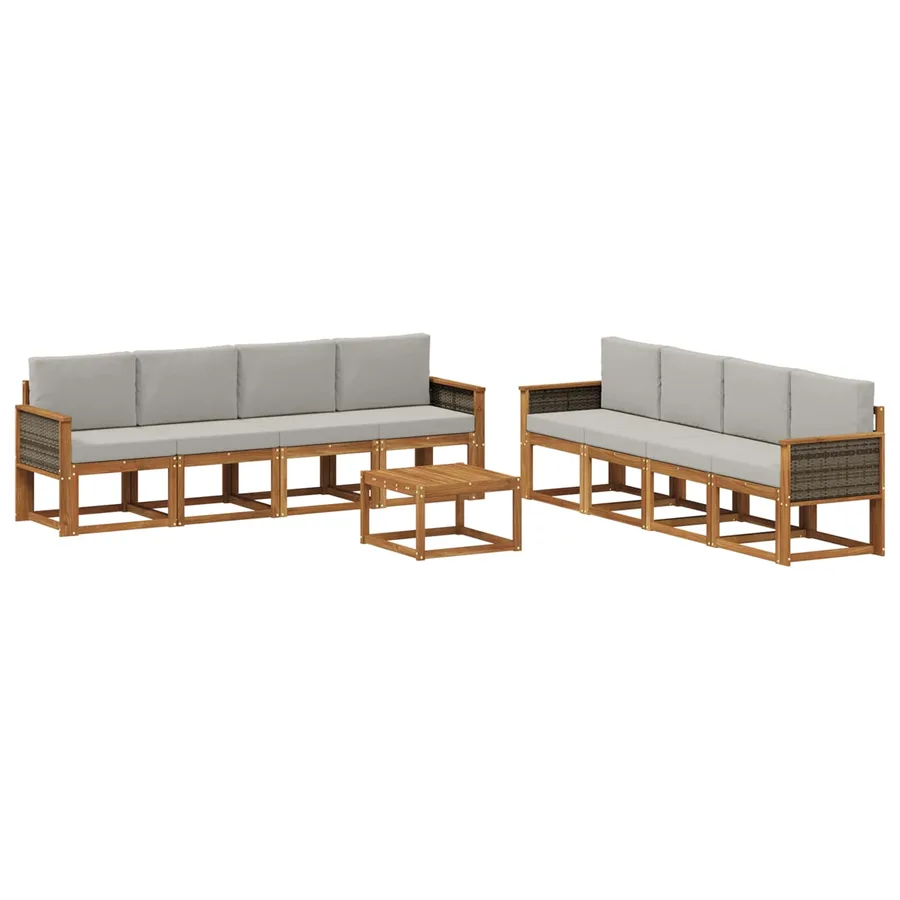 Ensemble de canapés d'extérieur 7 pcs Naturel et gris clair - 2