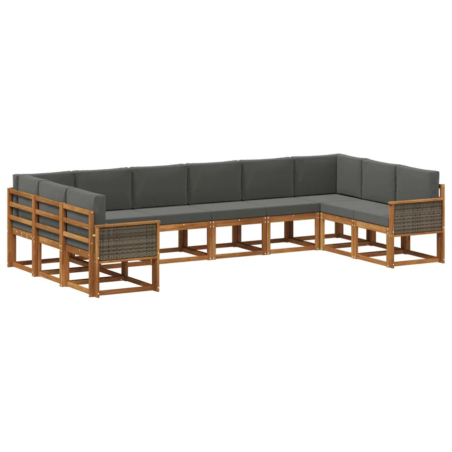 Ensemble de canapés d'extérieur 10 pcs Naturel et Anthracite - 2