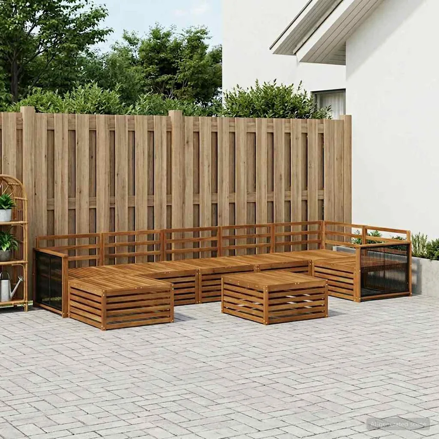 Ensemble de canapés d'extérieur 8 pcs Naturel