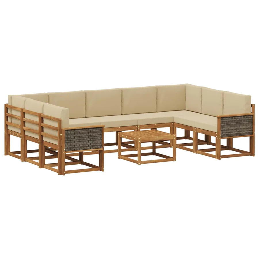 Ensemble de canapés d'extérieur 10 pcs Naturel et Beige - 2
