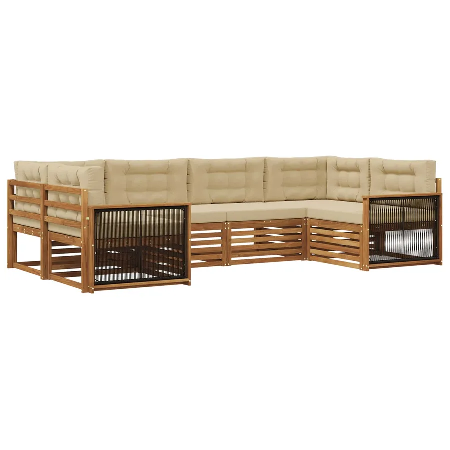 Ensemble de canapés d'extérieur 6 pcs Naturel et Beige - 2