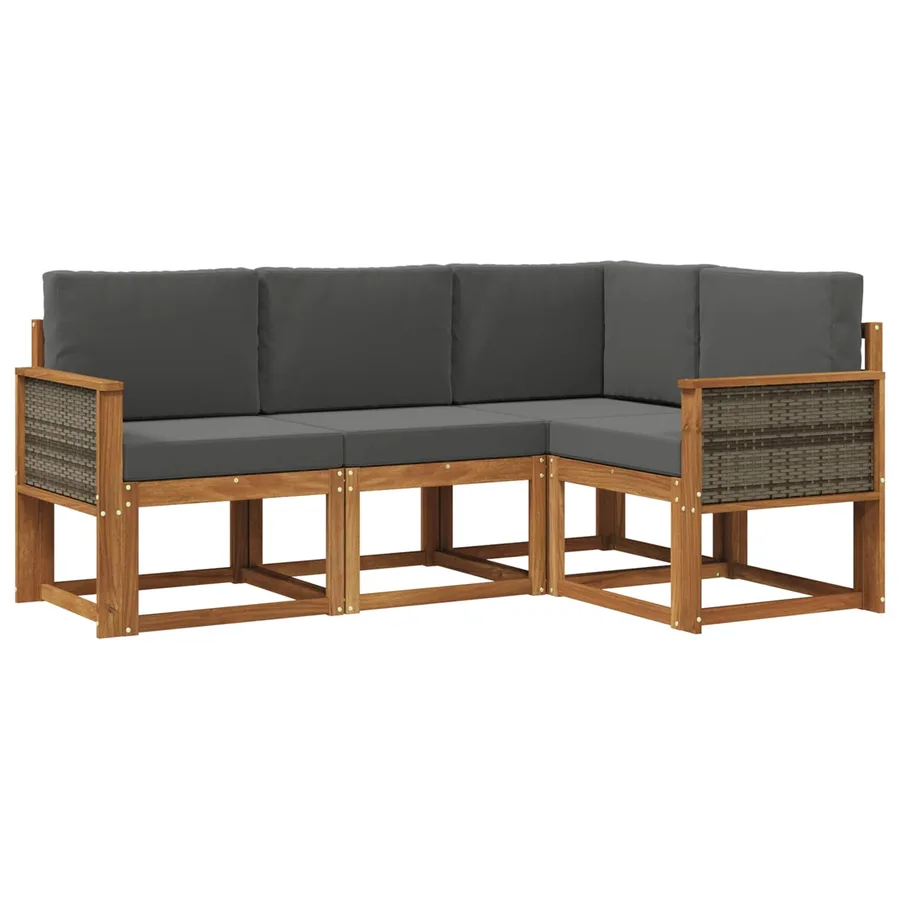 Ensemble de canapés d'extérieur 4 pcs Naturel et Anthracite - 2