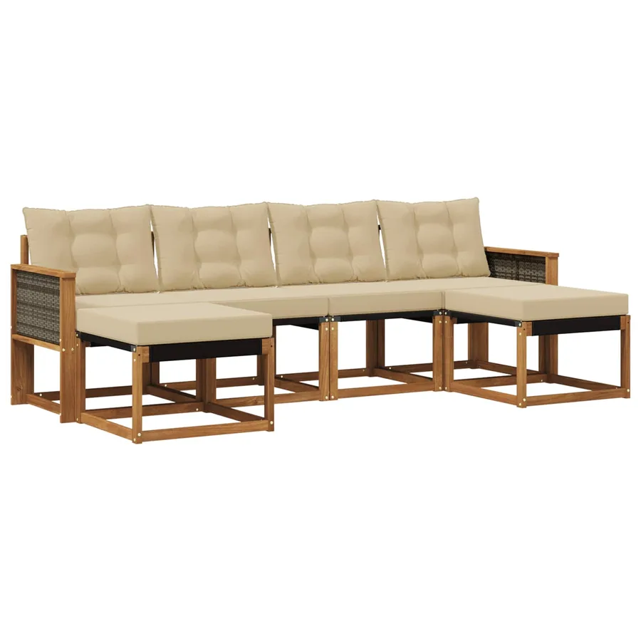 Ensemble de canapés d'extérieur 6 pcs Naturel et Beige - 2