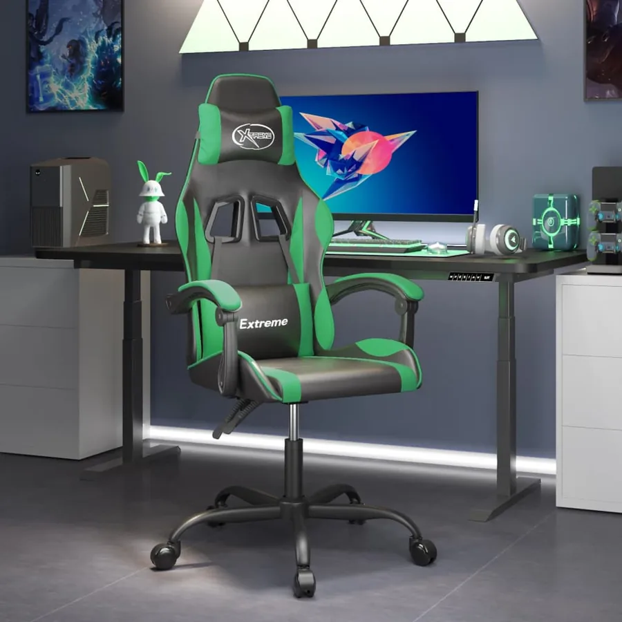Chaise de jeu Noir et vert Similicuir