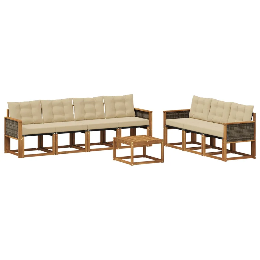 Ensemble de canapés d'extérieur 8 pcs Naturel et Beige - 2