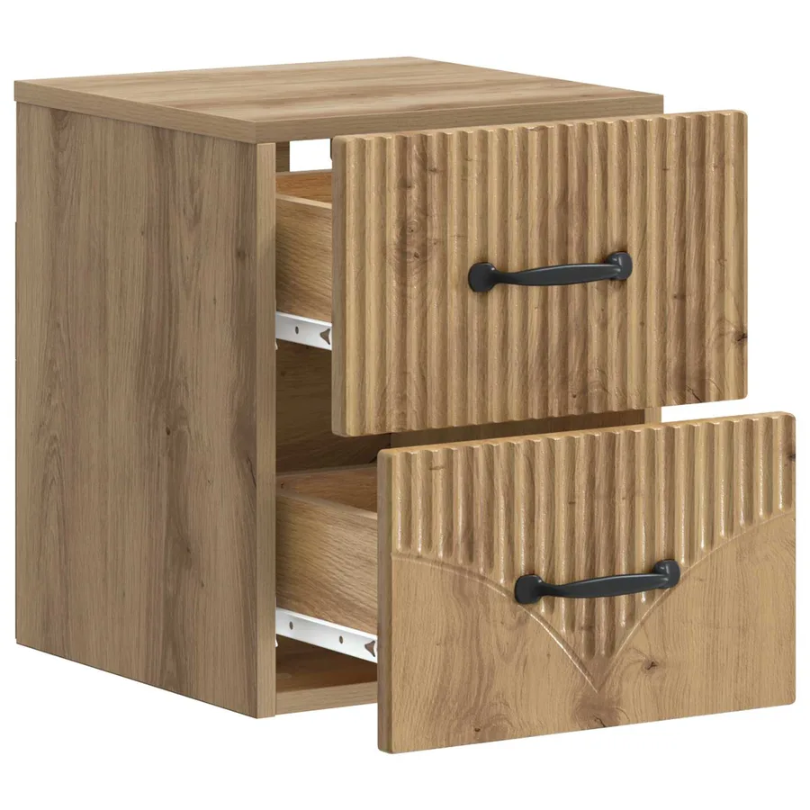 Cabinet de chevet mural 2 pc Chêne artisanal 34,5 x 33 x 40 cm - 6