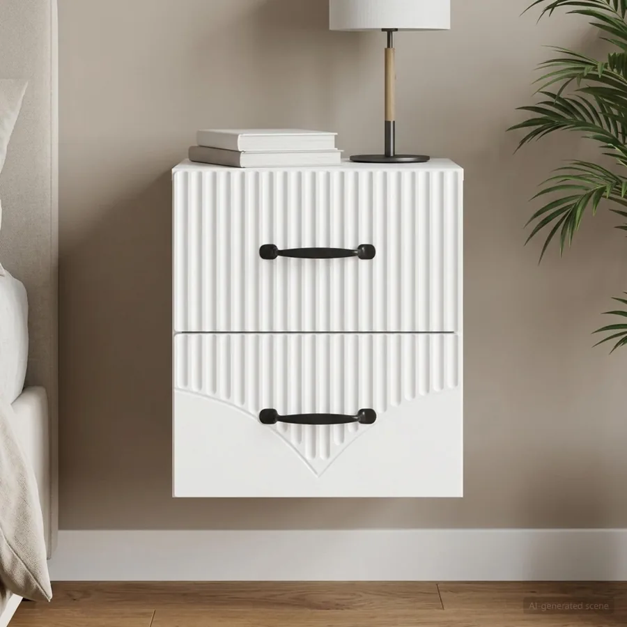 Cabinet de chevet mural avec tiroir Blanc 34,5 x 33 x 40 cm