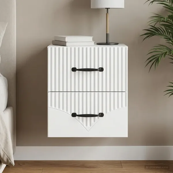 Cabinet de chevet mural avec tiroir Blanc 34,5 x 33 x 40 cm