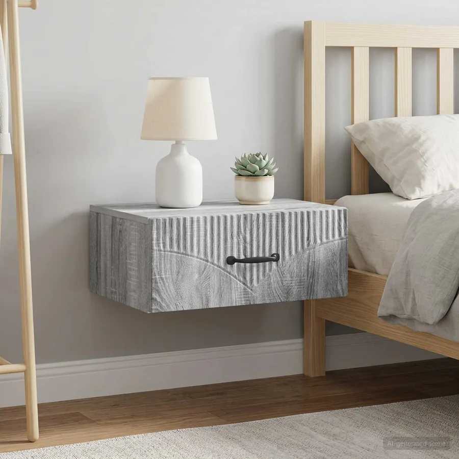 Cabinet de chevet mural 2 pcs Sonoma gris 49 x 34,5 x 20 cm - 4
