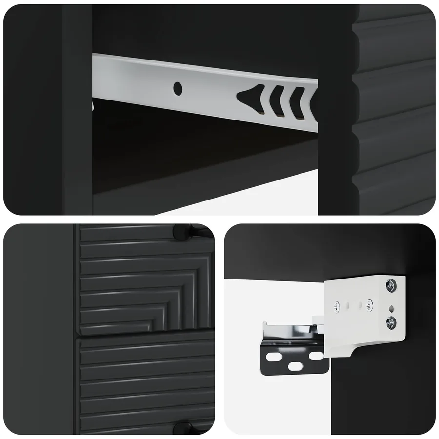 Cabinet de chevet mural 2 pcs Noir 34,5 x 33 x 40 cm - 10