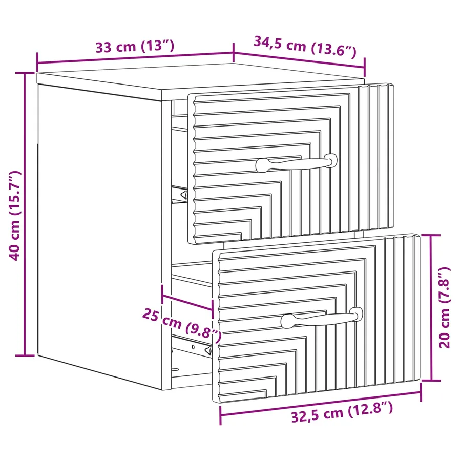 Cabinet de chevet mural 2 pcs Noir 34,5 x 33 x 40 cm - 11