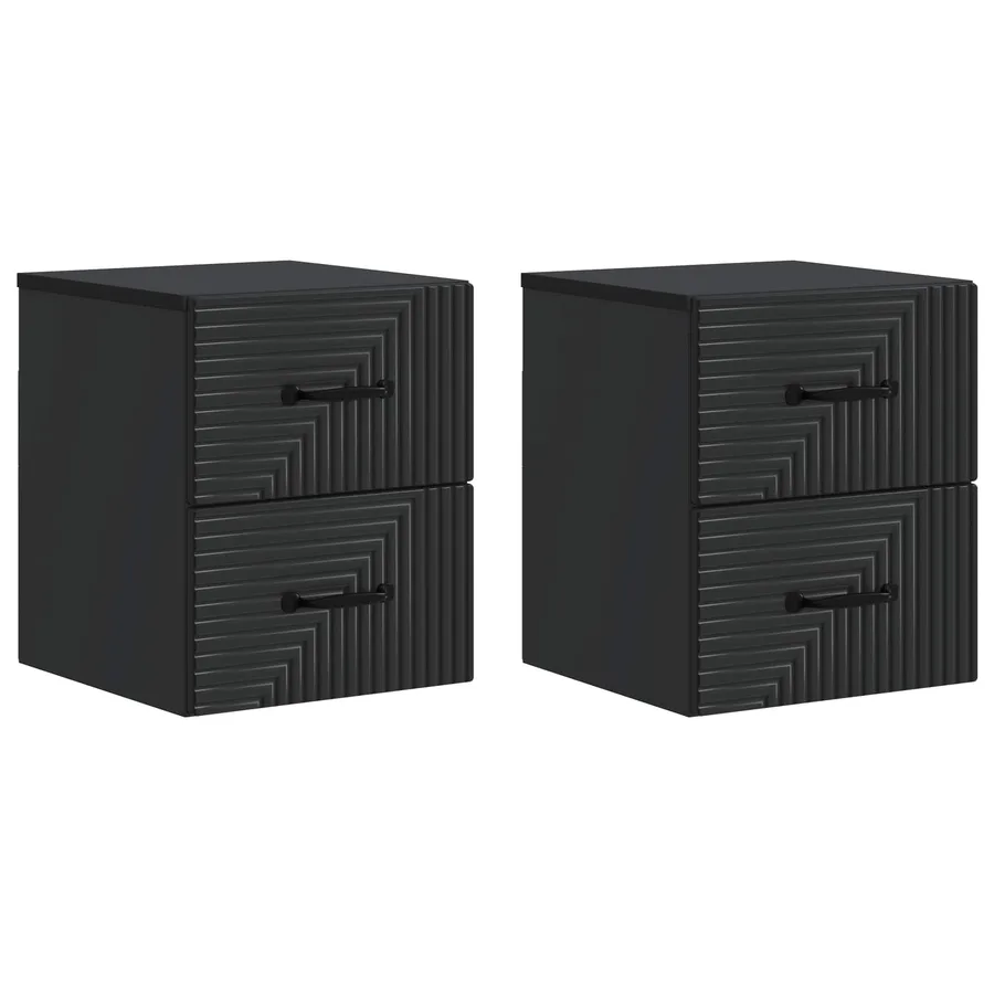 Cabinet de chevet mural 2 pcs Noir 34,5 x 33 x 40 cm - 2