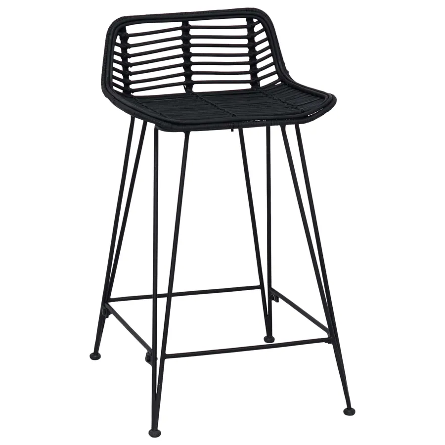 Tabouret de bar 2 pcs Noir 44 x 45 x 76 cm Rattan et Acier - 4
