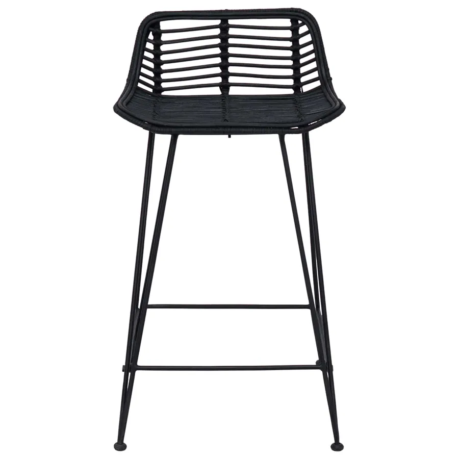 Tabouret de bar 2 pcs Noir 44 x 45 x 76 cm Rattan et Acier - 5