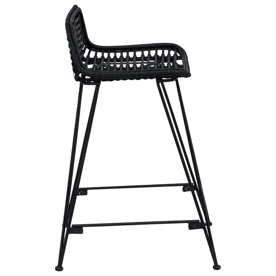 Tabouret de bar 2 pcs Noir 44 x 45 x 76 cm Rattan et Acier - 6