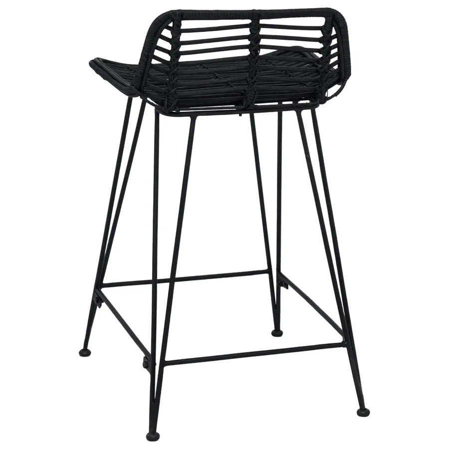 Tabouret de bar 2 pcs Noir 44 x 45 x 76 cm Rattan et Acier - 7