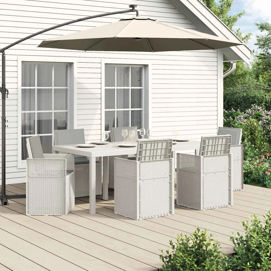 Ensemble de salle à manger pour jardin avec coussin 7 pcs PP