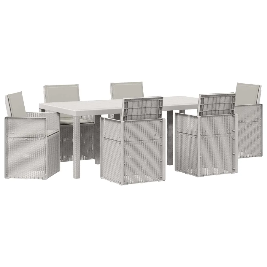 Ensemble de salle à manger pour jardin avec coussin 7 pcs PP - 2