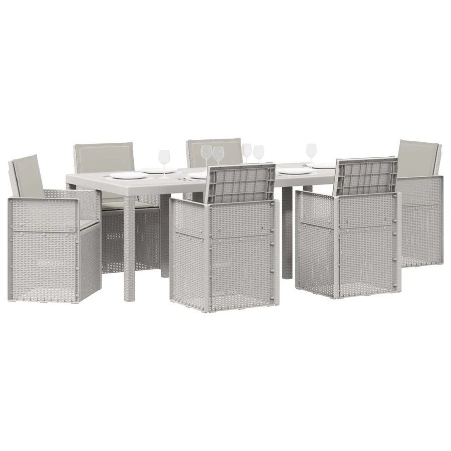 Ensemble de salle à manger pour jardin avec coussin 7 pcs PP - 3