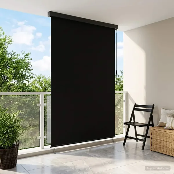 Store enrouleur Noir 100 x 250 cm Tissu et Aluminium