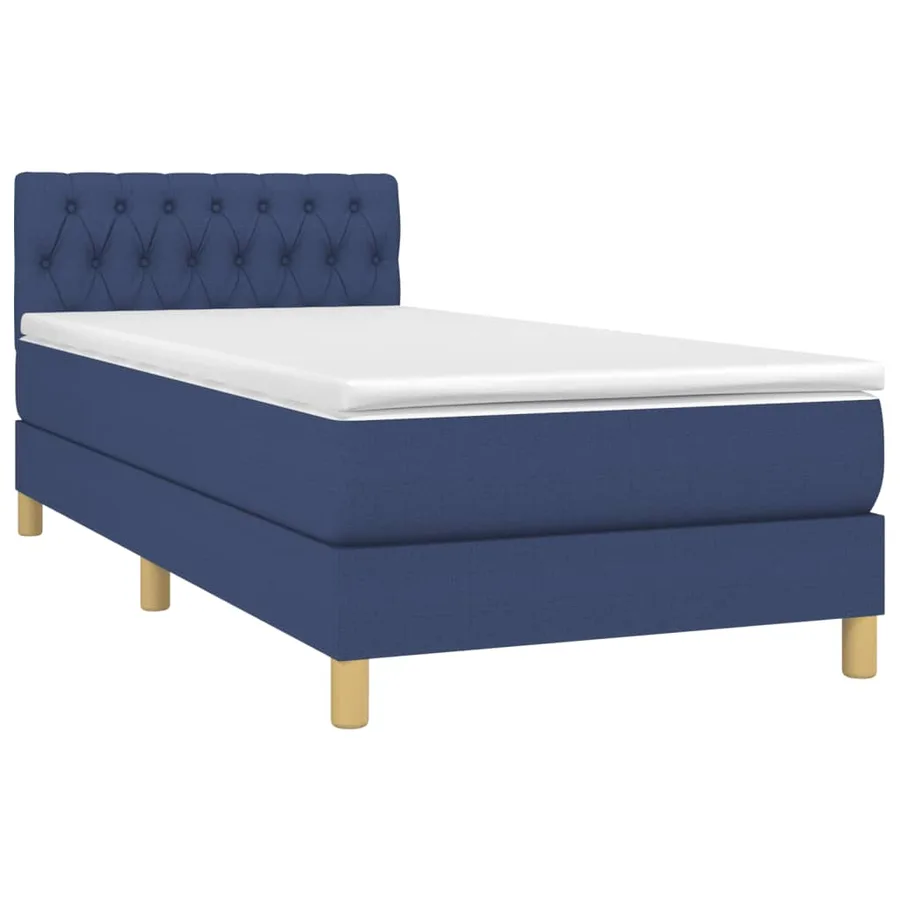 Sommier à lattes de lit avec matelas Bleu 90x190 cm Tissu - 3