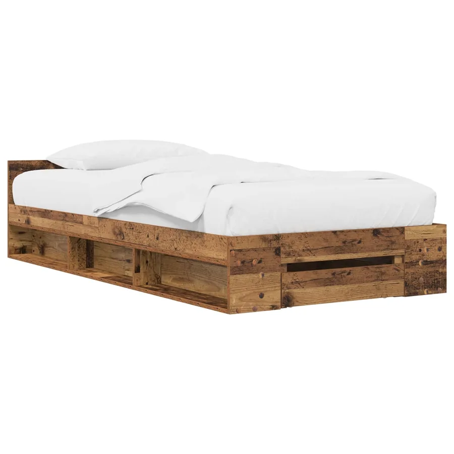 Cadre de lit avec rangement avec tiroir Bois ancien 80 x 200 cm