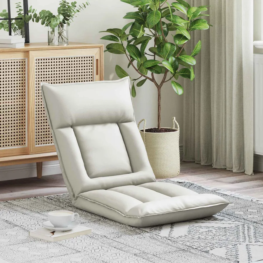 Fauteuil de sol ajustable Blanc Simili cuir