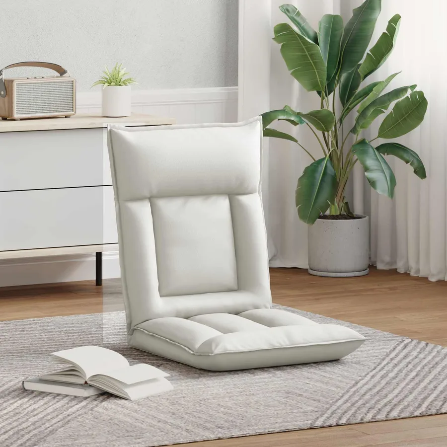 Fauteuil de sol ajustable Blanc Simili cuir - 3