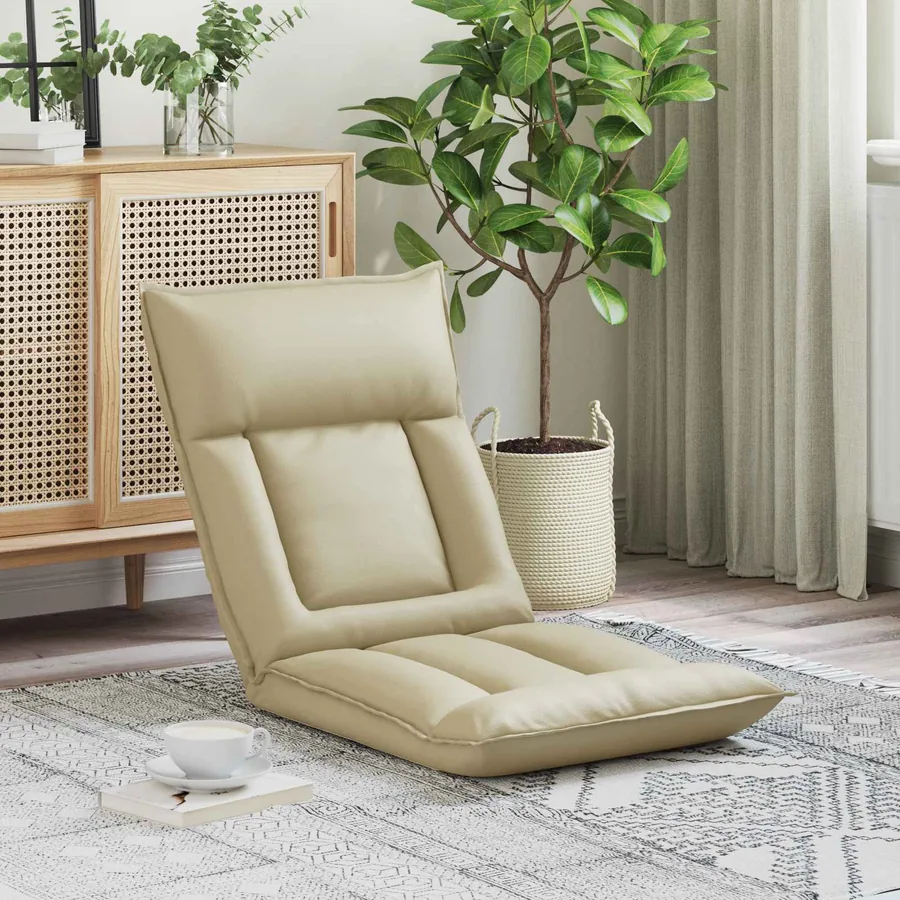 Fauteuil de sol ajustable Crème Simili cuir
