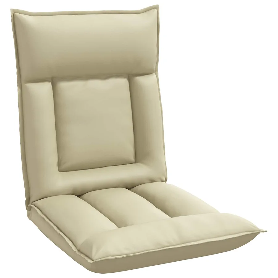 Fauteuil de sol ajustable Crème Simili cuir - 2