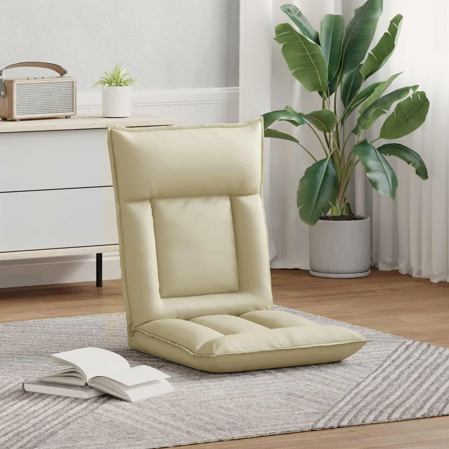 Fauteuil de sol ajustable Crème Simili cuir - 3