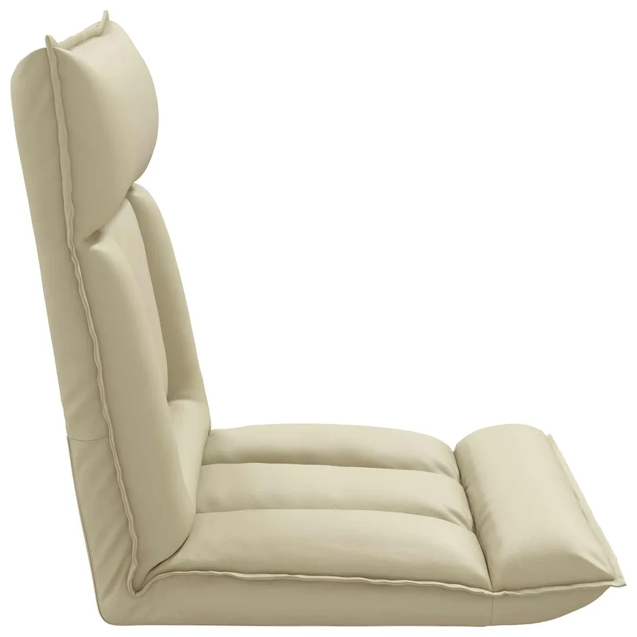 Fauteuil de sol ajustable Crème Simili cuir - 5