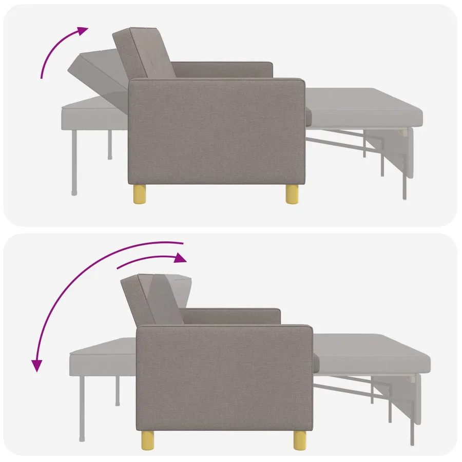 Canapé-lit escamotable Taupe Tissu - 11