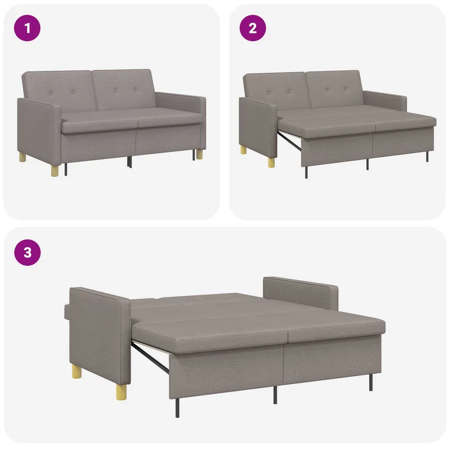 Canapé-lit escamotable Taupe Tissu - 12