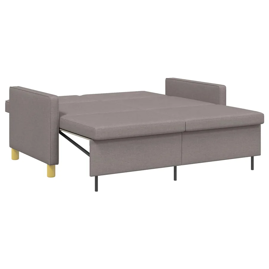 Canapé-lit escamotable Taupe Tissu - 6
